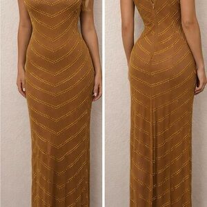 Elegant Brown Maxi Dress